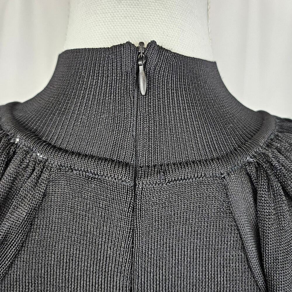 SHEIKE BLACK LONG-SLEEVE TOP – SIZE SMALL – SHEER SLEEVES – RIBBED BODICE - Picture 5 of 6